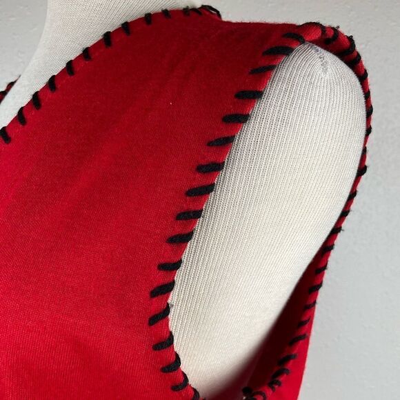 Lennie for Nina Leonard Red and Black Cropped Vest Size M - Picture 3 of 6